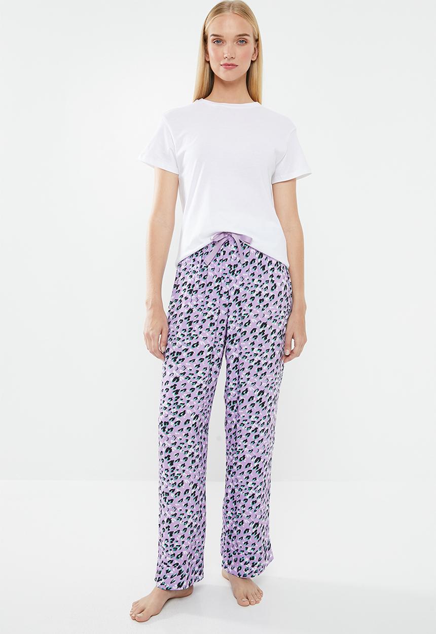 Superbalist - Sleep tee & pants set - white & purple