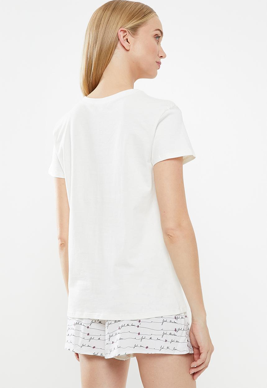 Superbalist - Sleep tee & shorts set - cream