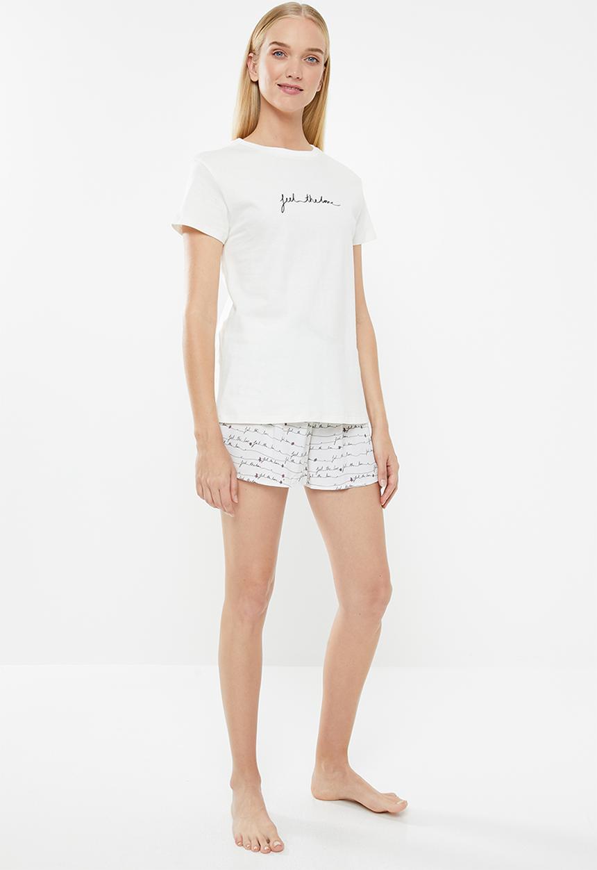 Superbalist - Sleep tee & shorts set - cream