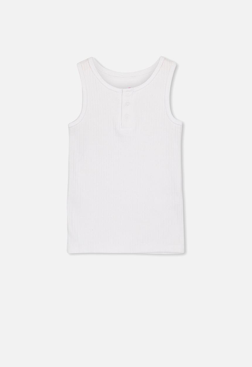 Cotton On - Girls rib tank - white