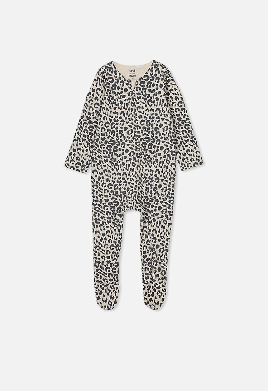 Cotton On - The long sleeve zip romper - neutral & black