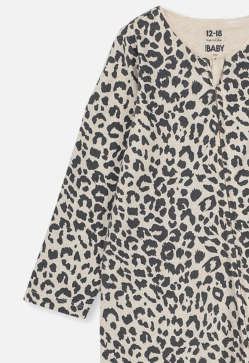 Cotton On - The long sleeve zip romper - neutral & black