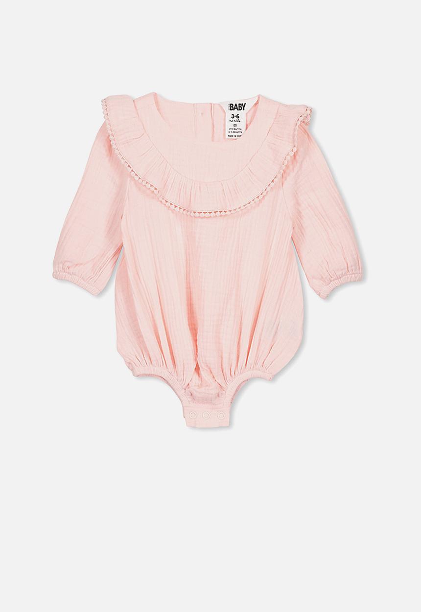 Cotton On - Phoebe long sleeve ruffle bubbysuit - pink