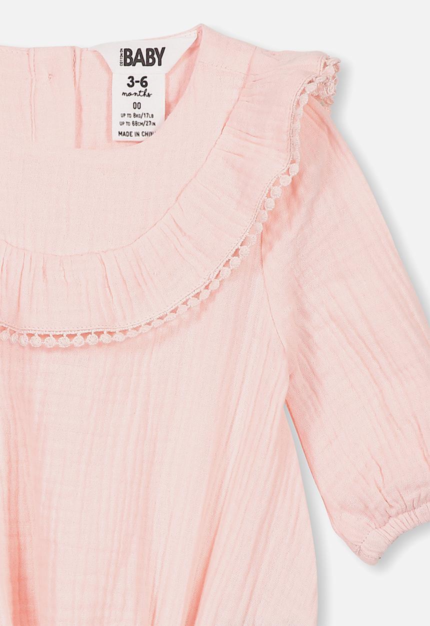 Cotton On - Phoebe long sleeve ruffle bubbysuit - pink