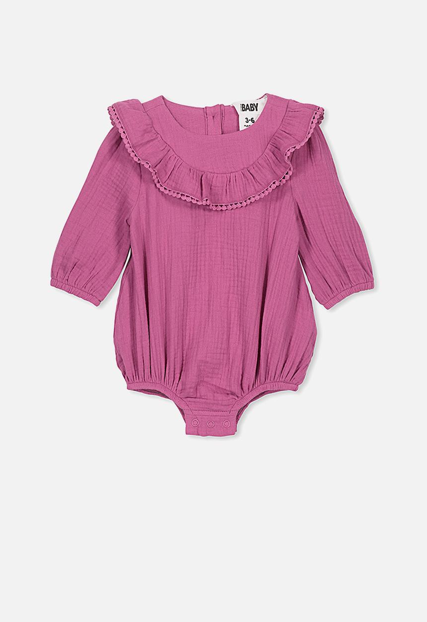 Cotton On - Phoebe long sleeve ruffle bubbysuit - purple