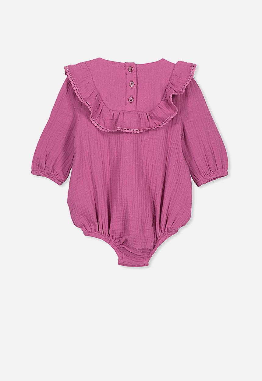 Cotton On - Phoebe long sleeve ruffle bubbysuit - purple