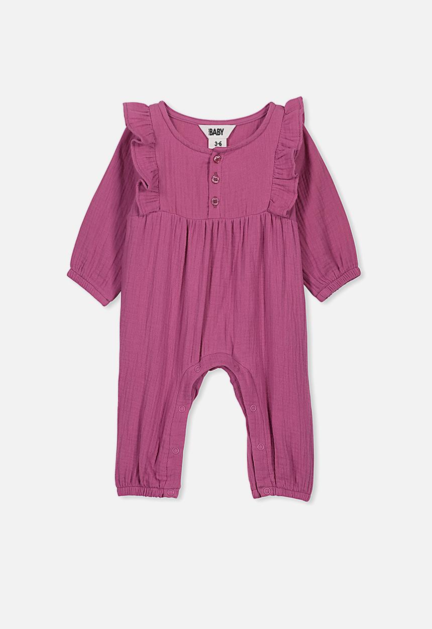 Cotton On - Rosie long sleeve ruffle romper - purple