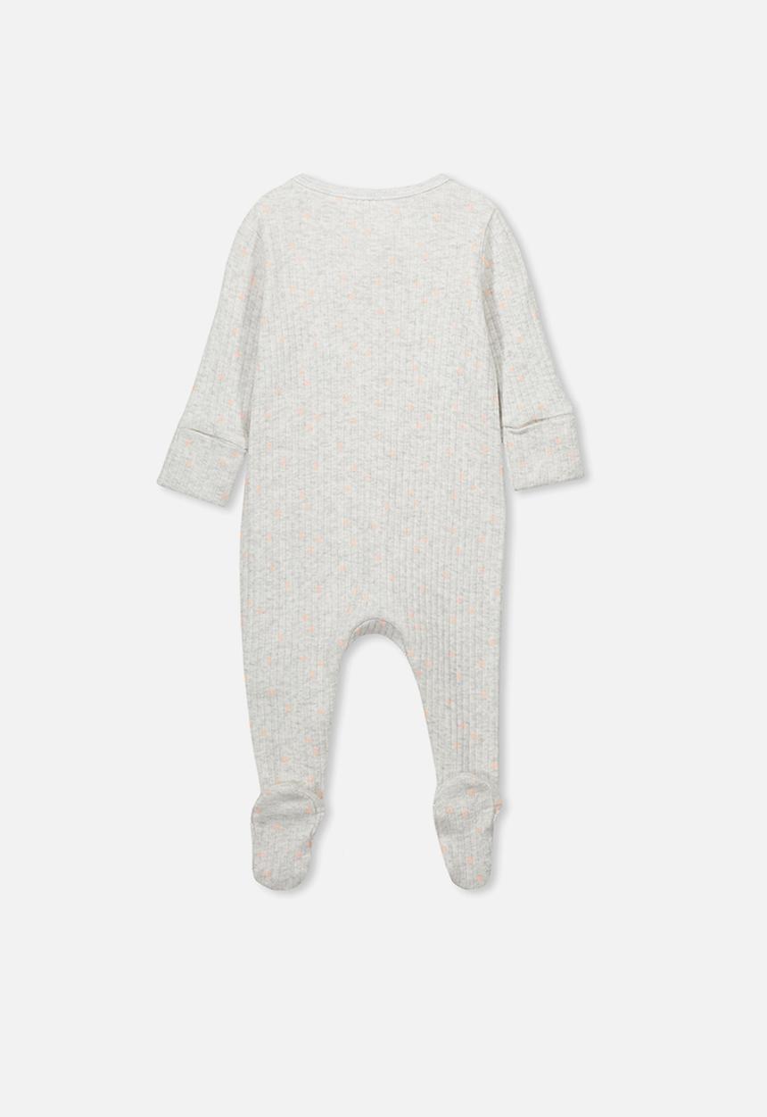 Cotton On - Newborn zip through romper - grey & peach