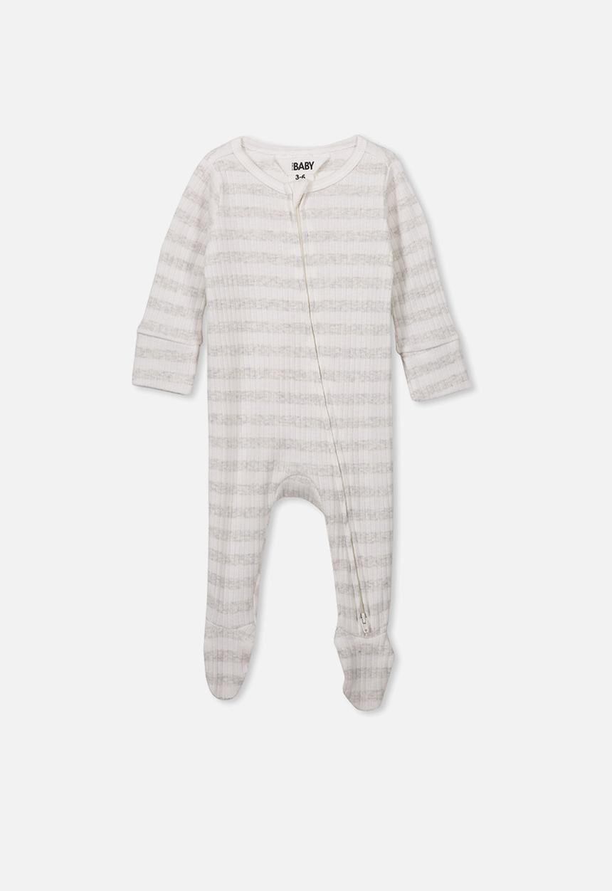 Cotton On - Newborn zip through romper - grey