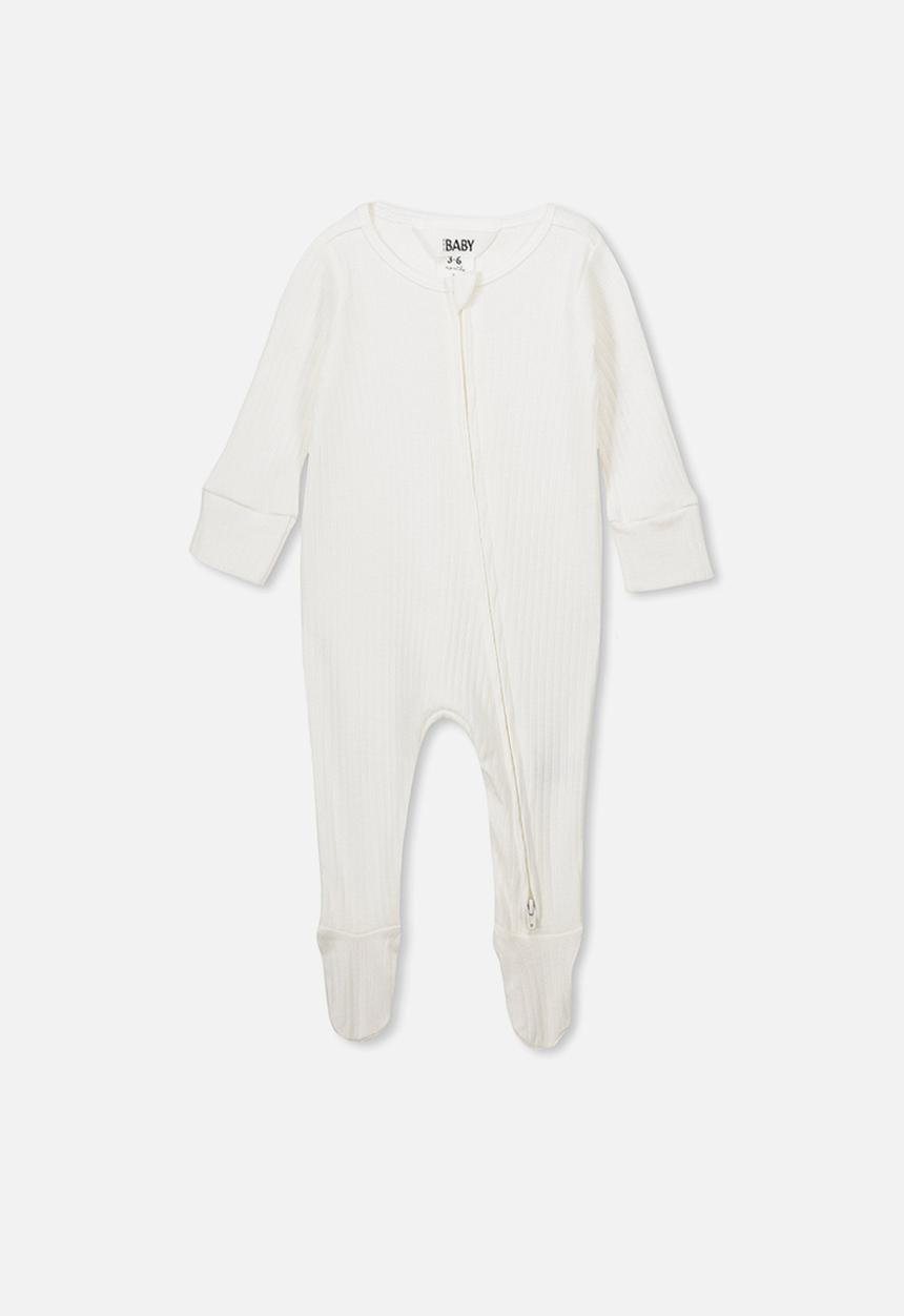 Cotton On - Newborn zip through romper - white