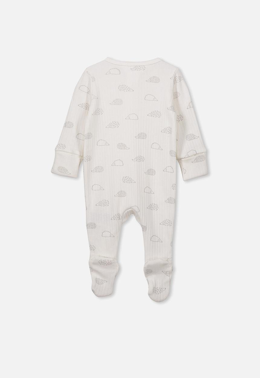Cotton On - Newborn zip through romper - white & grey