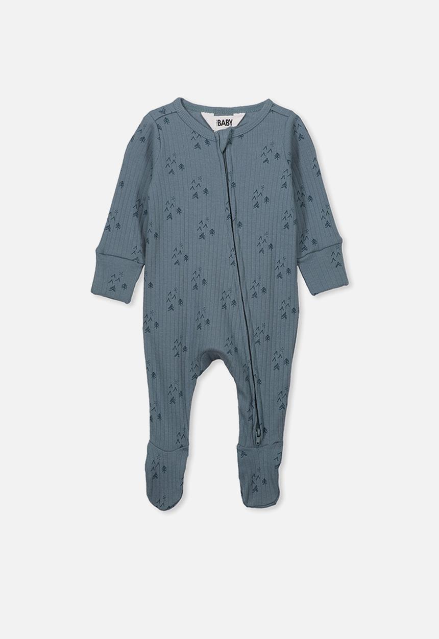 Cotton On - Newborn zip through romper - blue