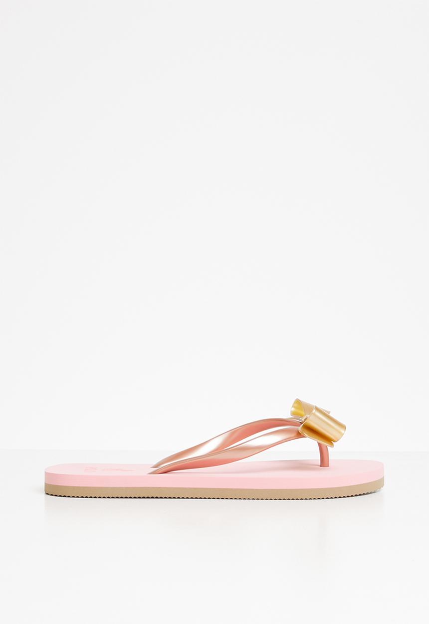 POLO - Girls Jessica bow flip flop - gold & pink