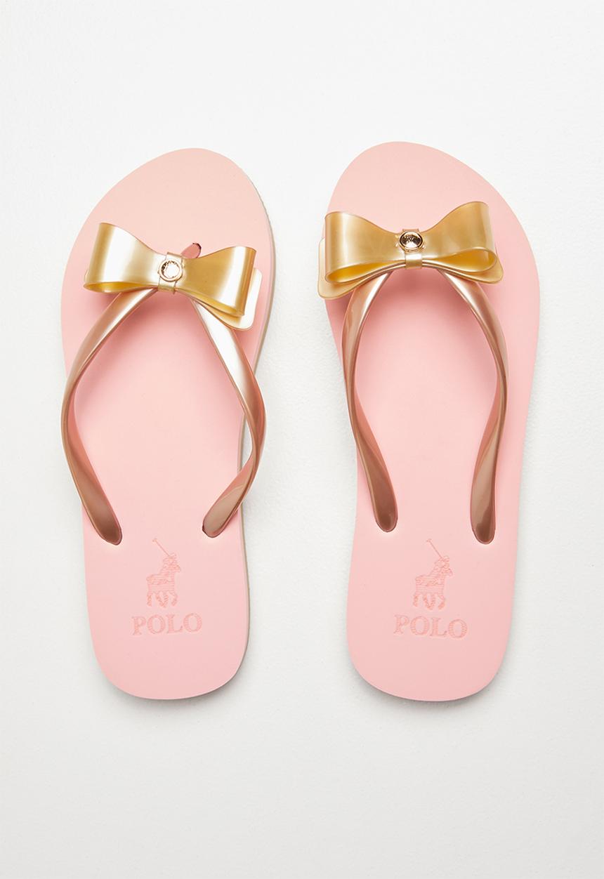 POLO - Girls Jessica bow flip flop - gold & pink