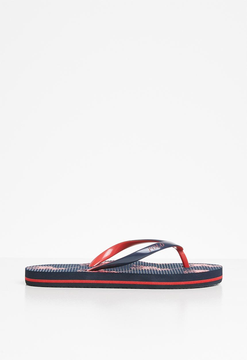 POLO - Boys Ethan monogram flip flop - red & navy