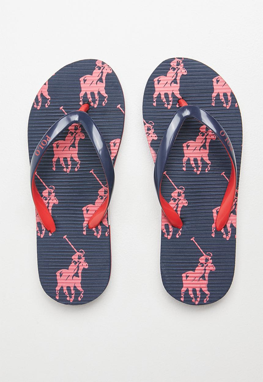 POLO - Boys Ethan monogram flip flop - red & navy