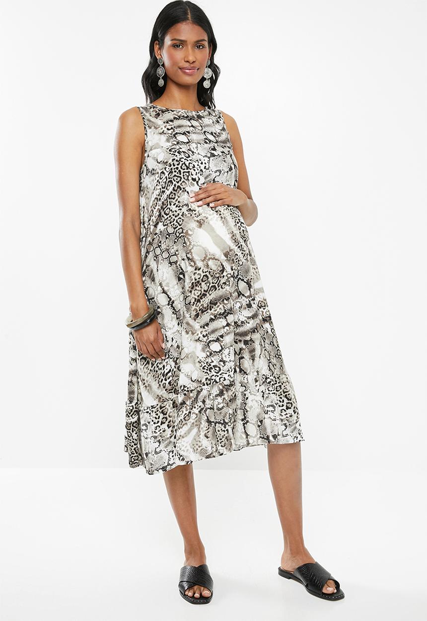 Superbalist - Tier swing dress - brown & white
