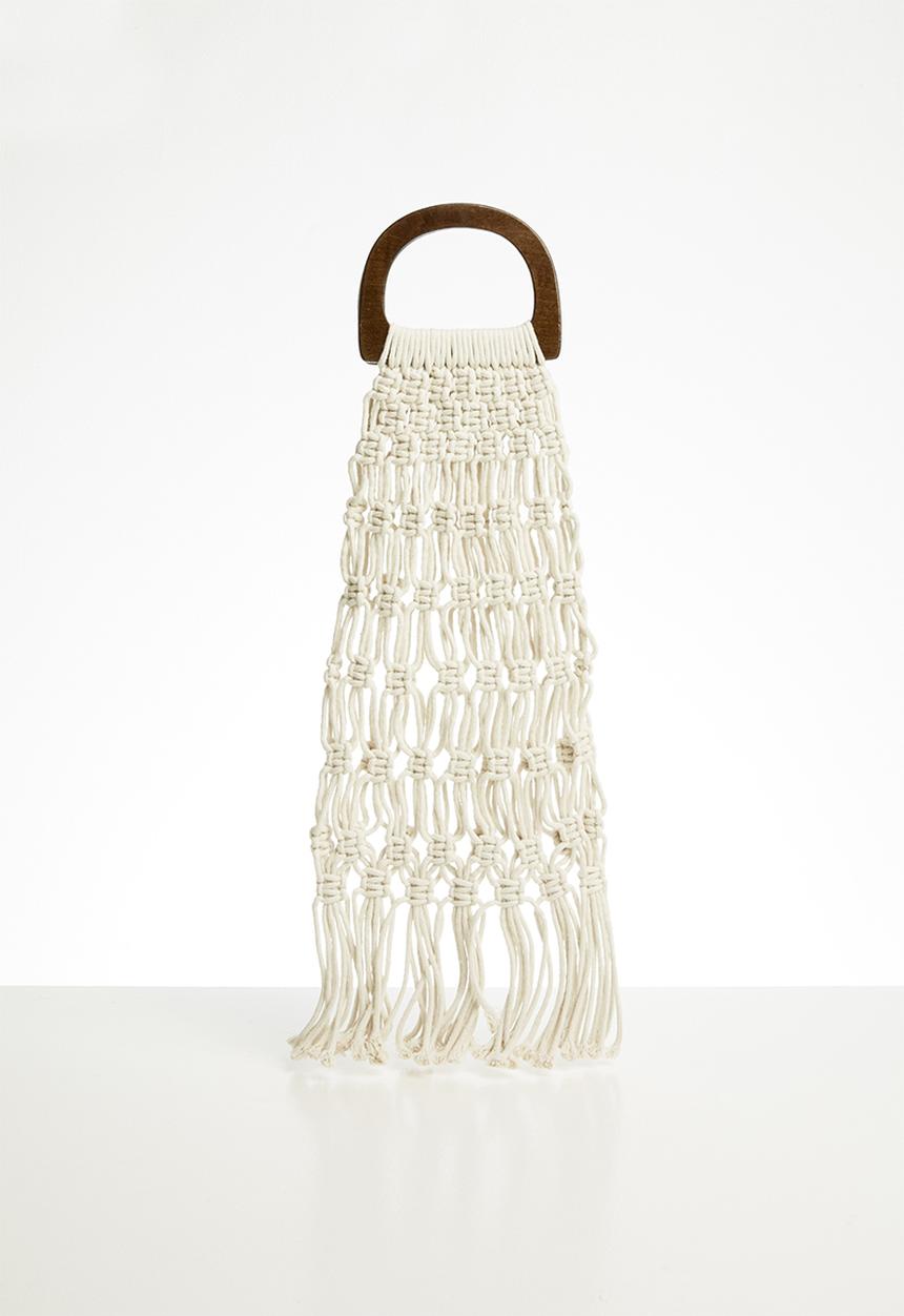 Superbalist - Net bag with wooden handle - white