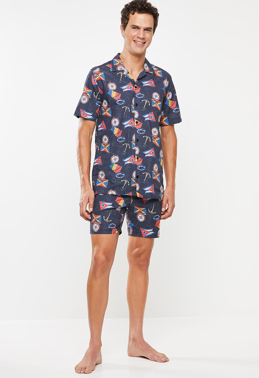 Superbalist - Nautical printed revere collar shirt - blue