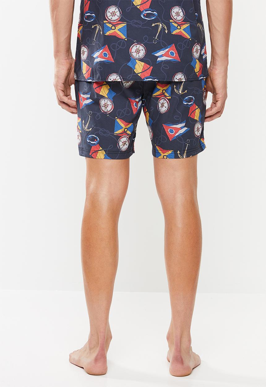 Superbalist - Nautical print sleep shorts - blue