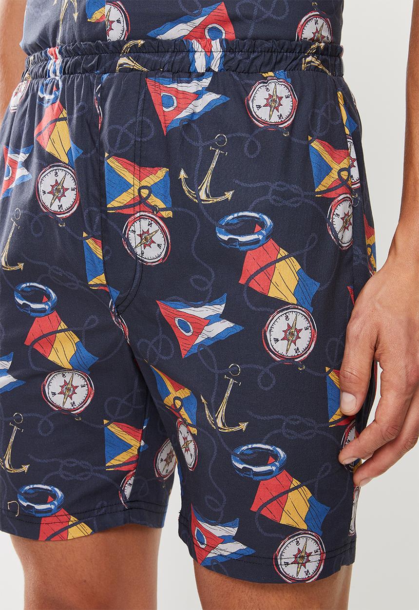 Superbalist - Nautical print sleep shorts - blue