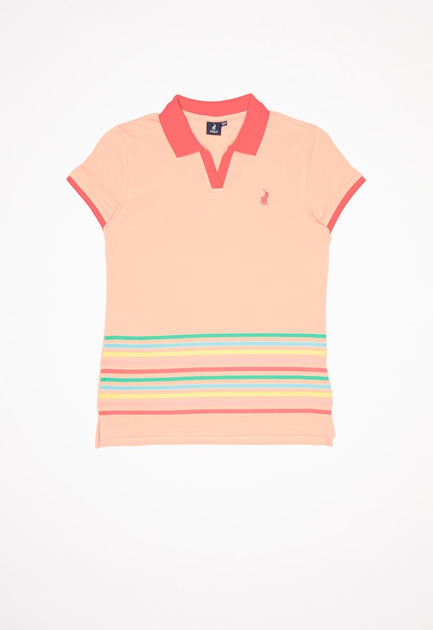 POLO - Girls Jordan striped golfer - peach