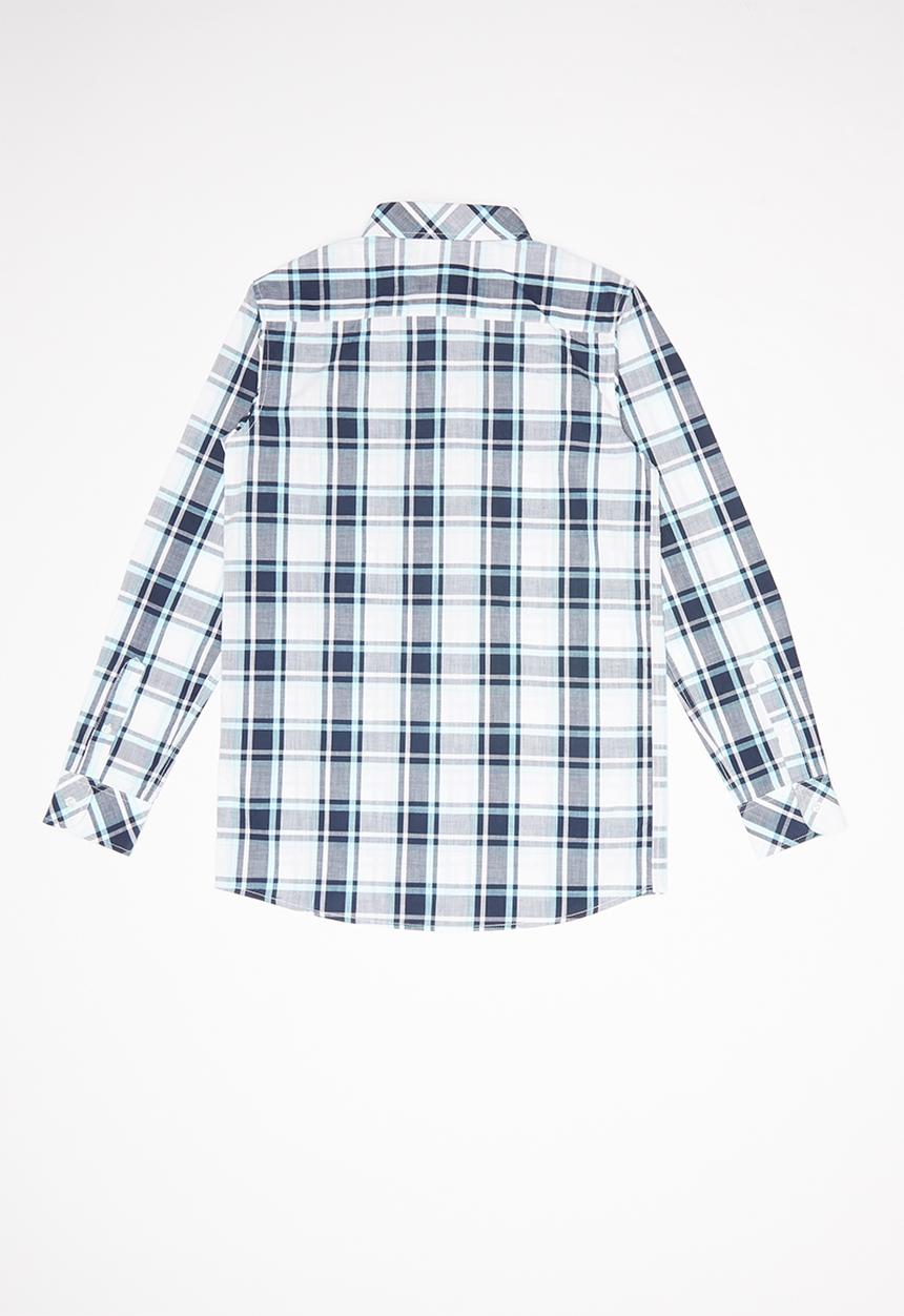 POLO - Boys blake long sleeve checked shirt - navy & white