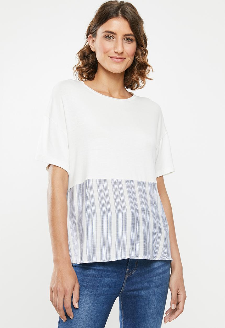edit - Combo tee - white & blue 