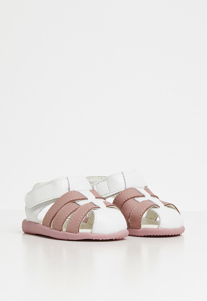 shooshoos - Uncle pope sandals - white & pink 