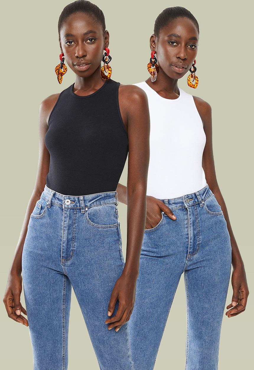 Superbalist - 2 Pack rib bodysuit - black & white