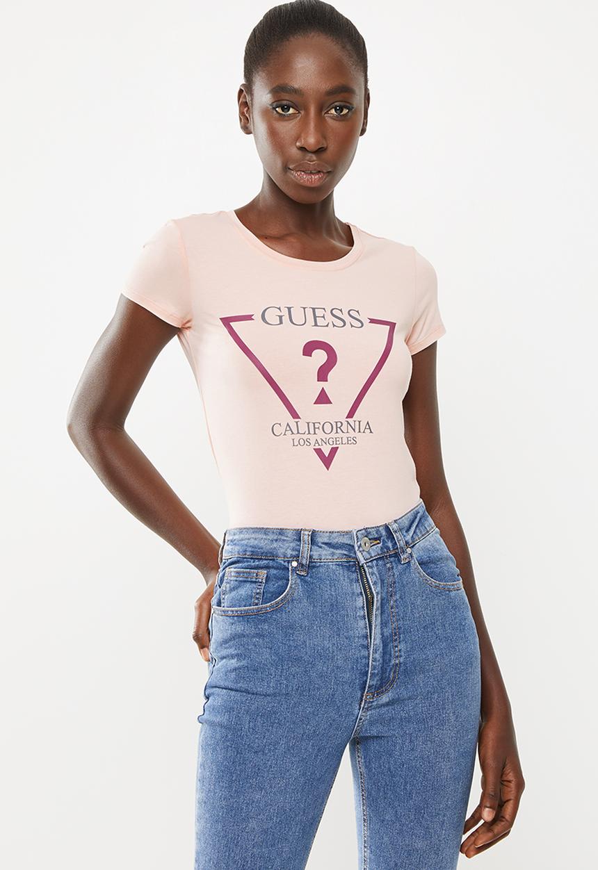 GUESS - Short sleeve ribbon triangle tee - pink 