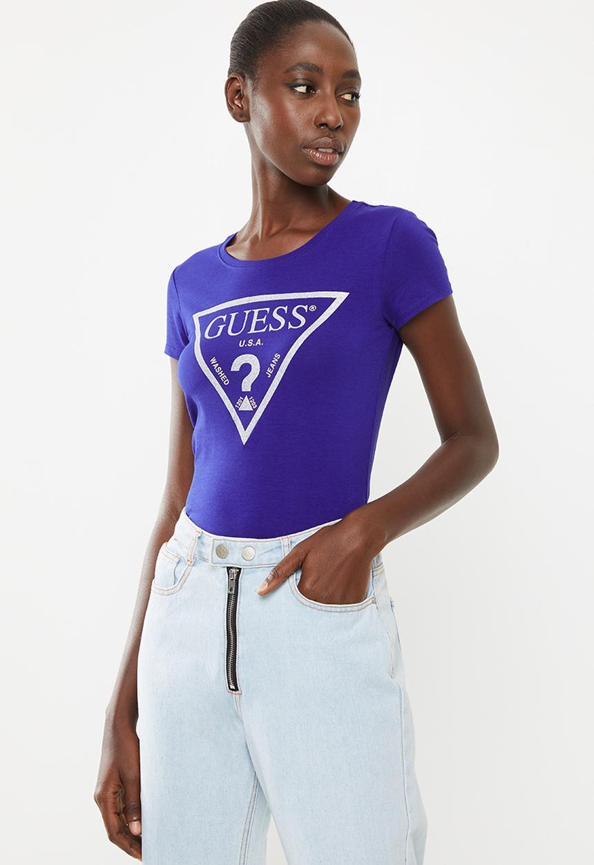GUESS - Short sleeve caviar triangle tee - blue