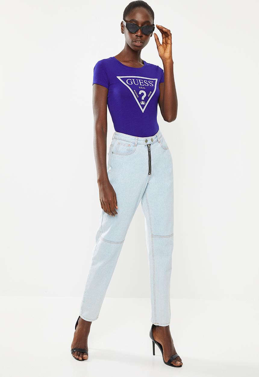 GUESS - Short sleeve caviar triangle tee - blue