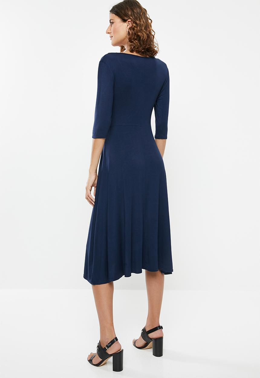 edit - Mock wrap dress - navy