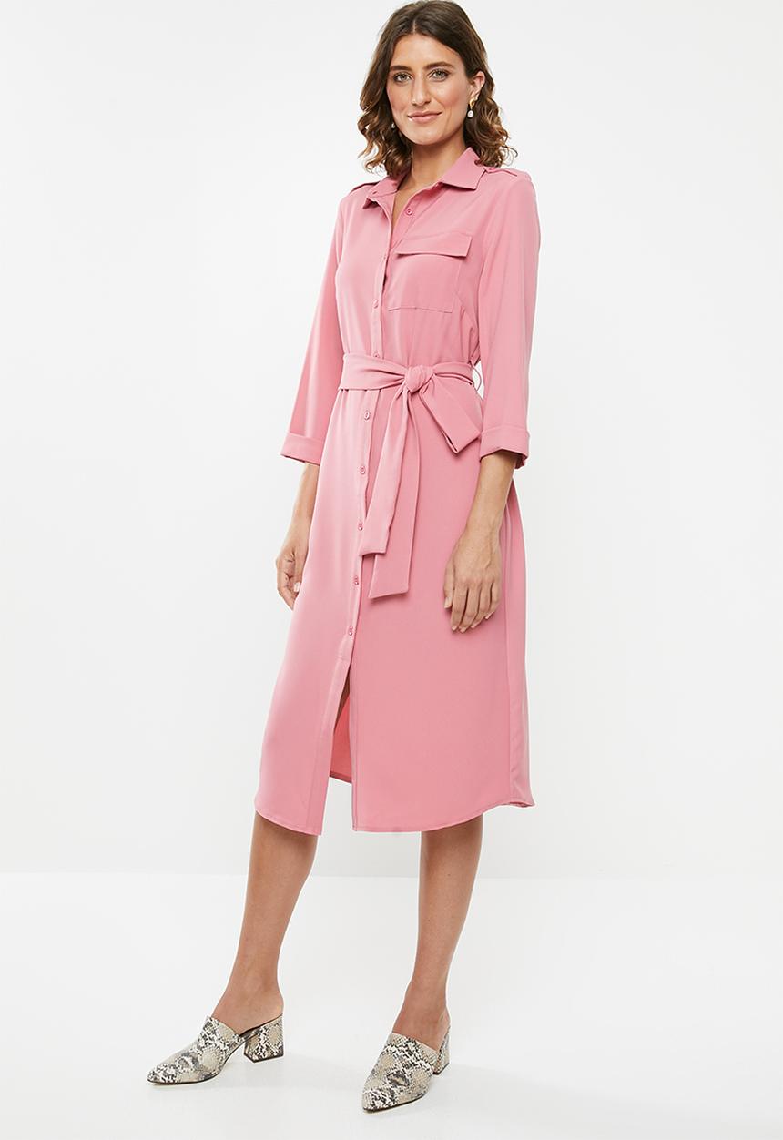 edit - Utility shirt dress - pink