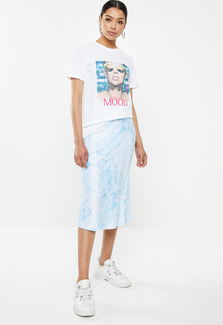 Missguided - Mood face graphic T-shirt - white