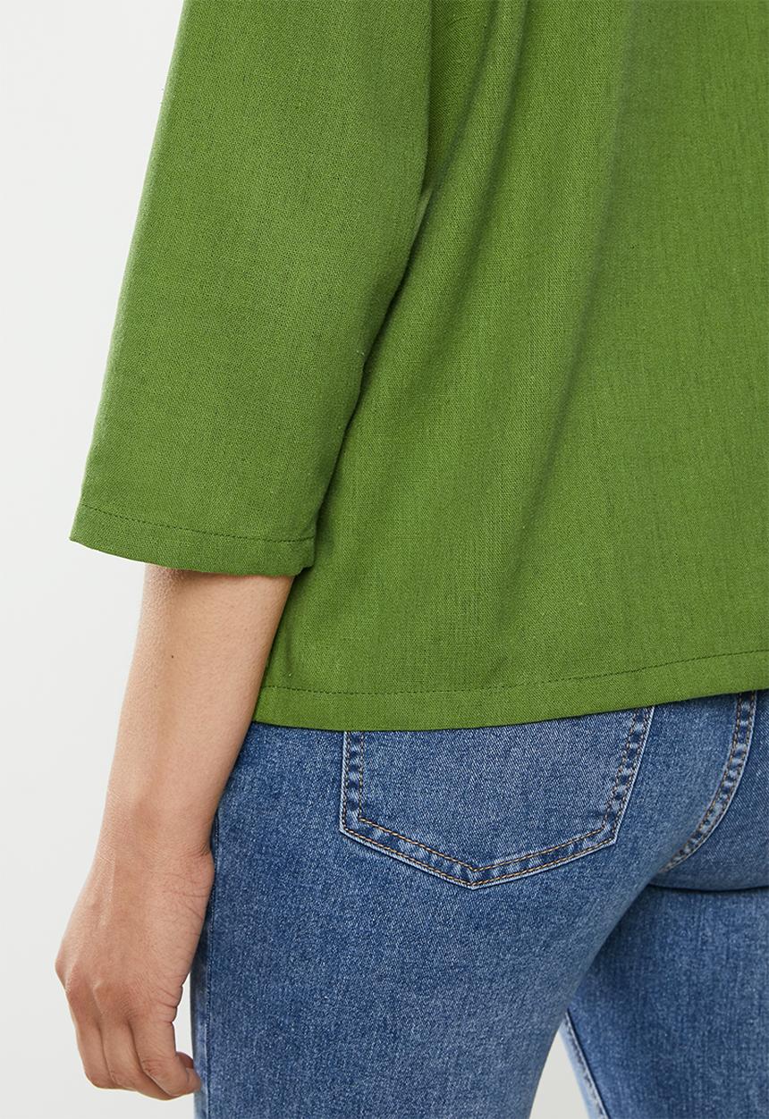 Missguided - Co ord linen tortoise shell shirt - green