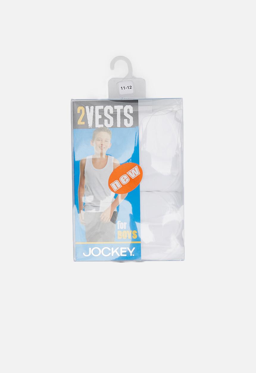 Jockey - 2Pack boys single jersey interlock vest - white