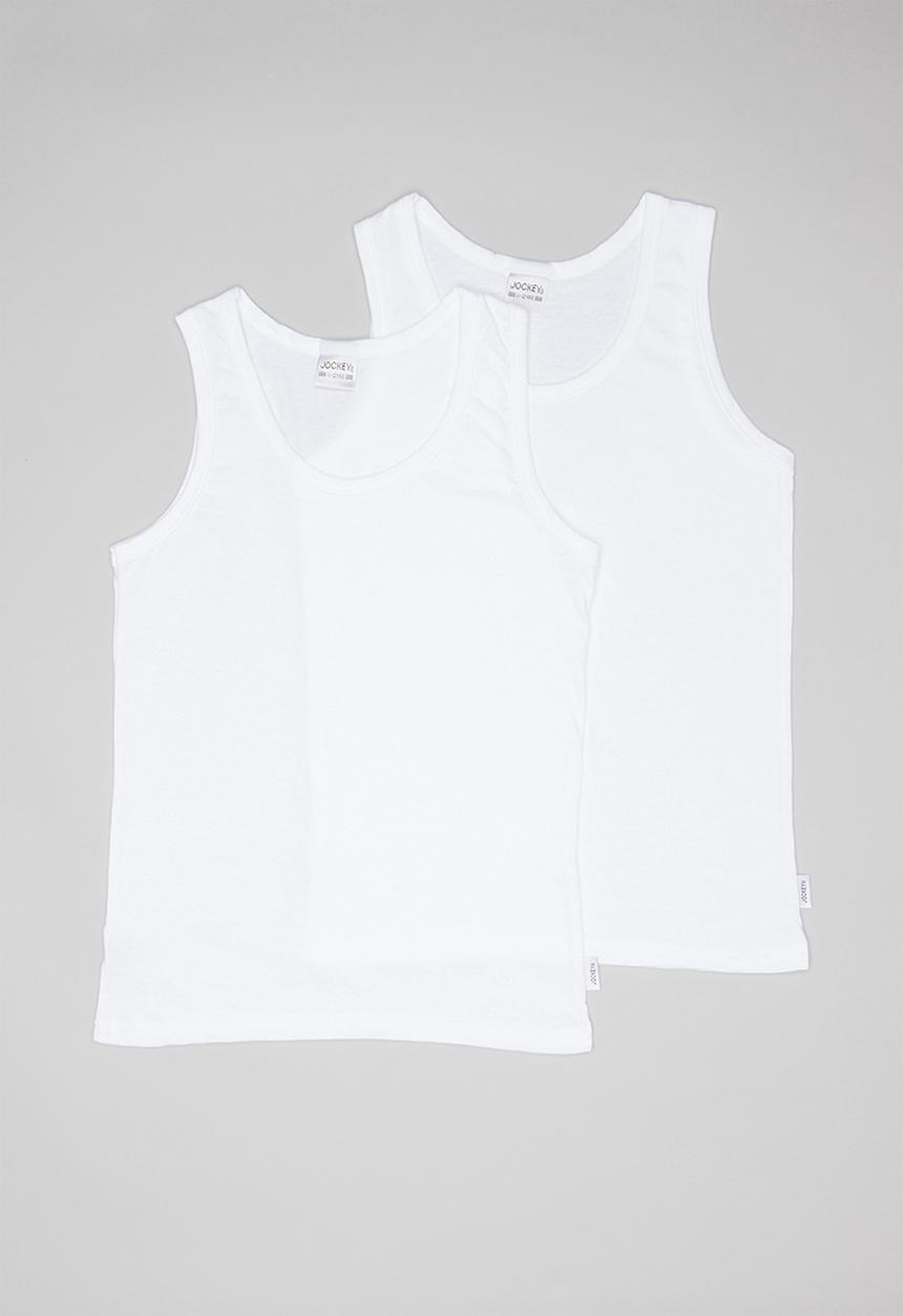 Jockey - 2Pack boys single jersey interlock vest - white