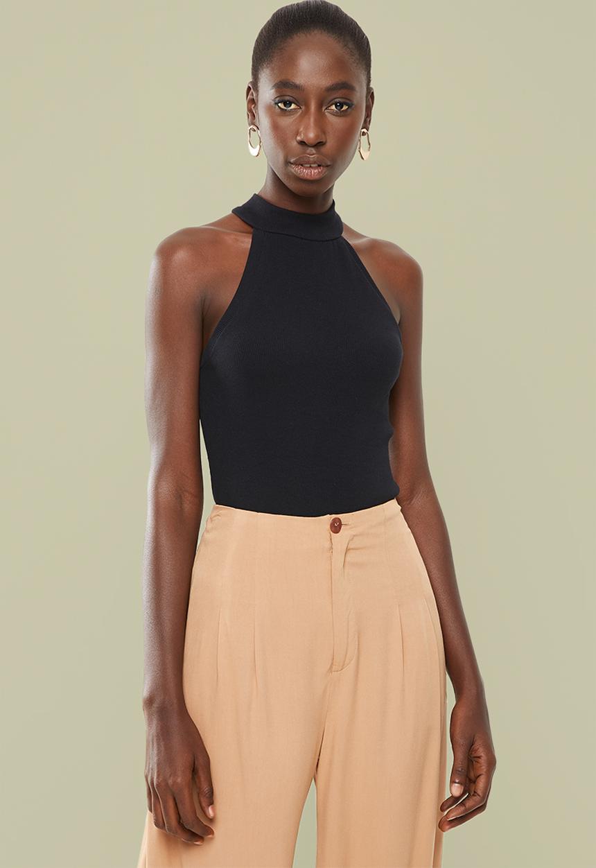 Superbalist - Rib funnel neck vest - black