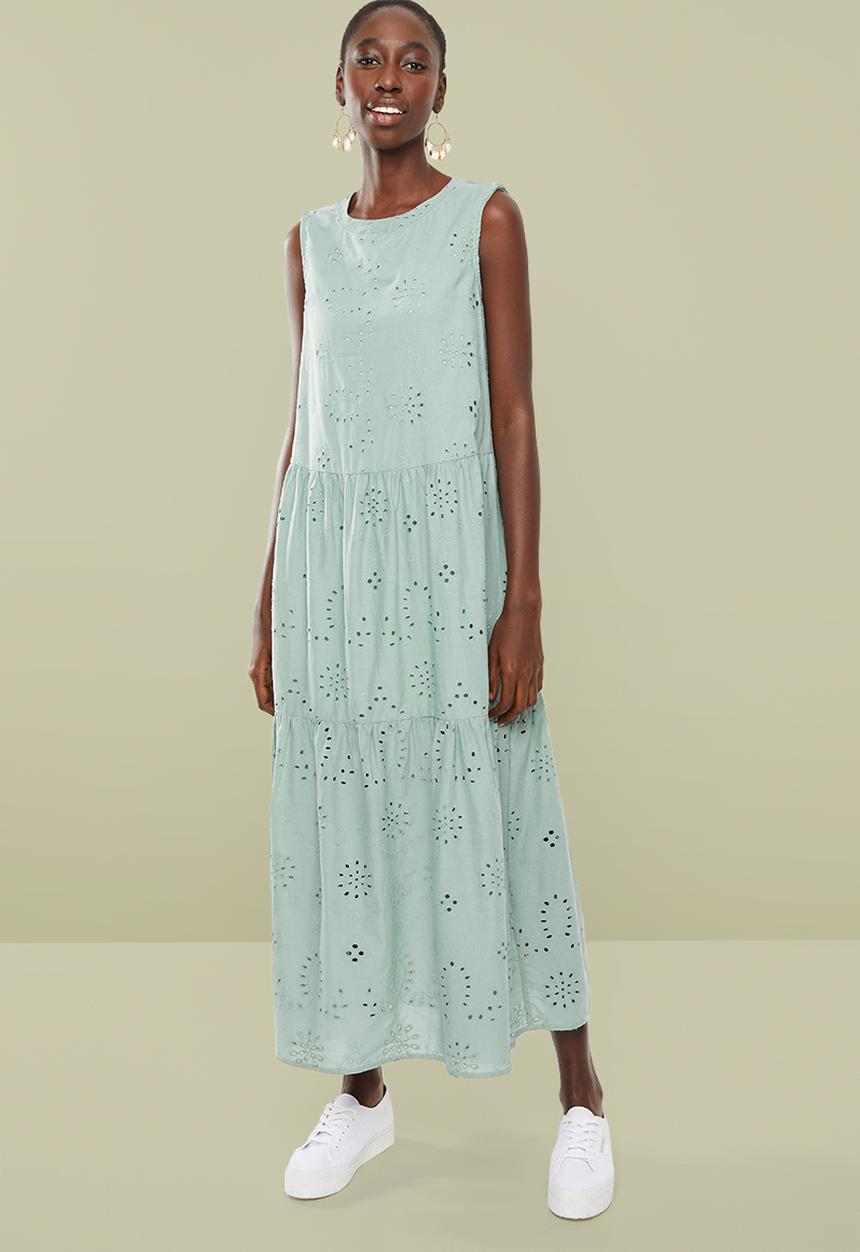 Superbalist - Tiered anglaise dress - green