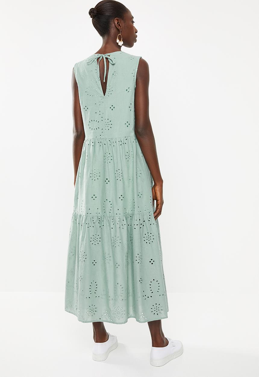 Superbalist - Tiered anglaise dress - green