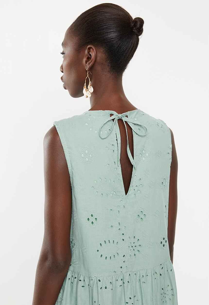 Superbalist - Tiered anglaise dress - green