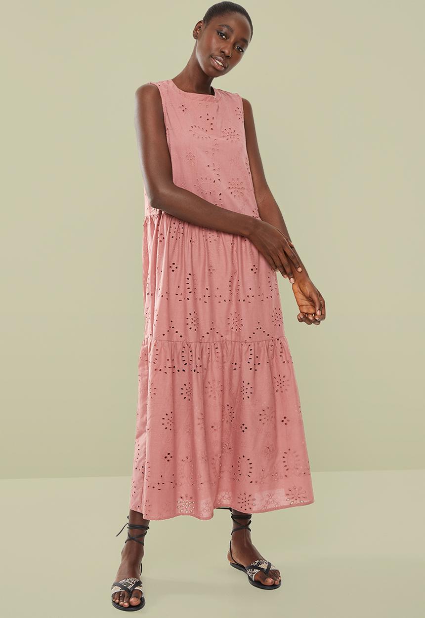Superbalist - Tiered anglaise dress - pink