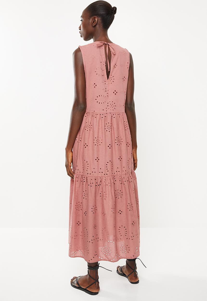 Superbalist - Tiered anglaise dress - pink