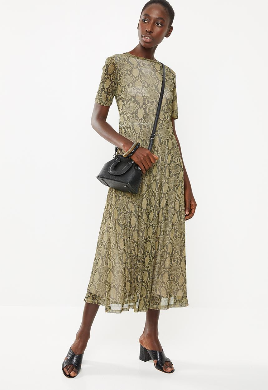 Superbalist - Snake print mesh dress - brown