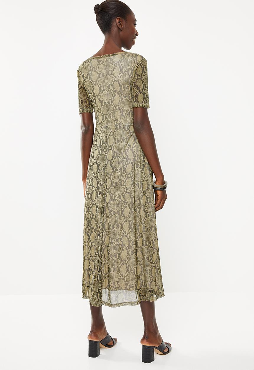 Superbalist - Snake print mesh dress - brown