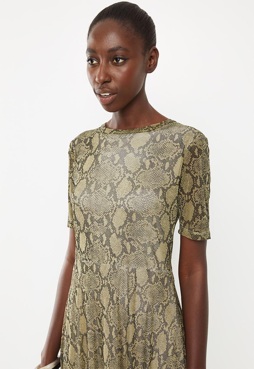 Superbalist - Snake print mesh dress - brown