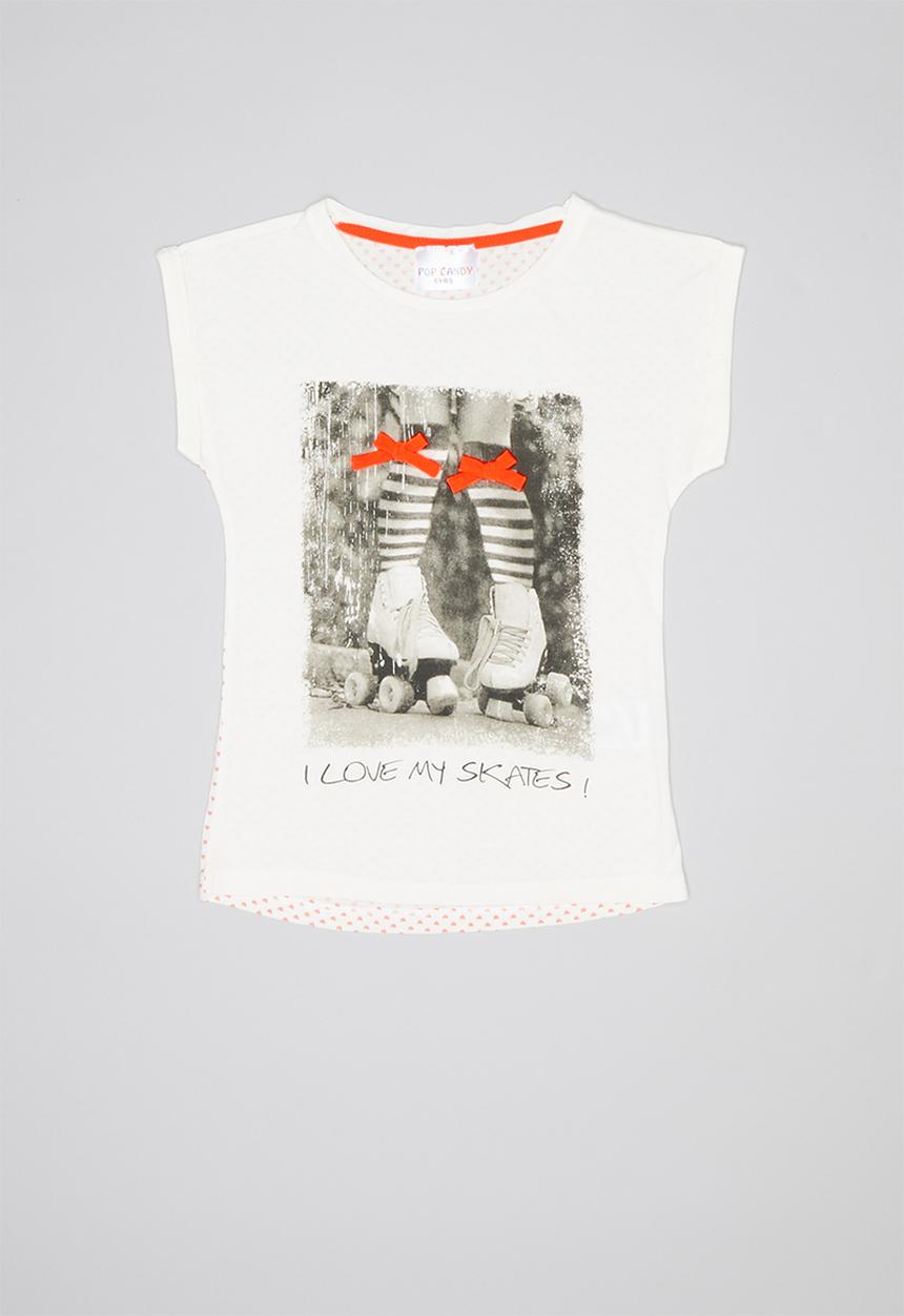Pop Candy - Love my skates short sleeve tee - cream 