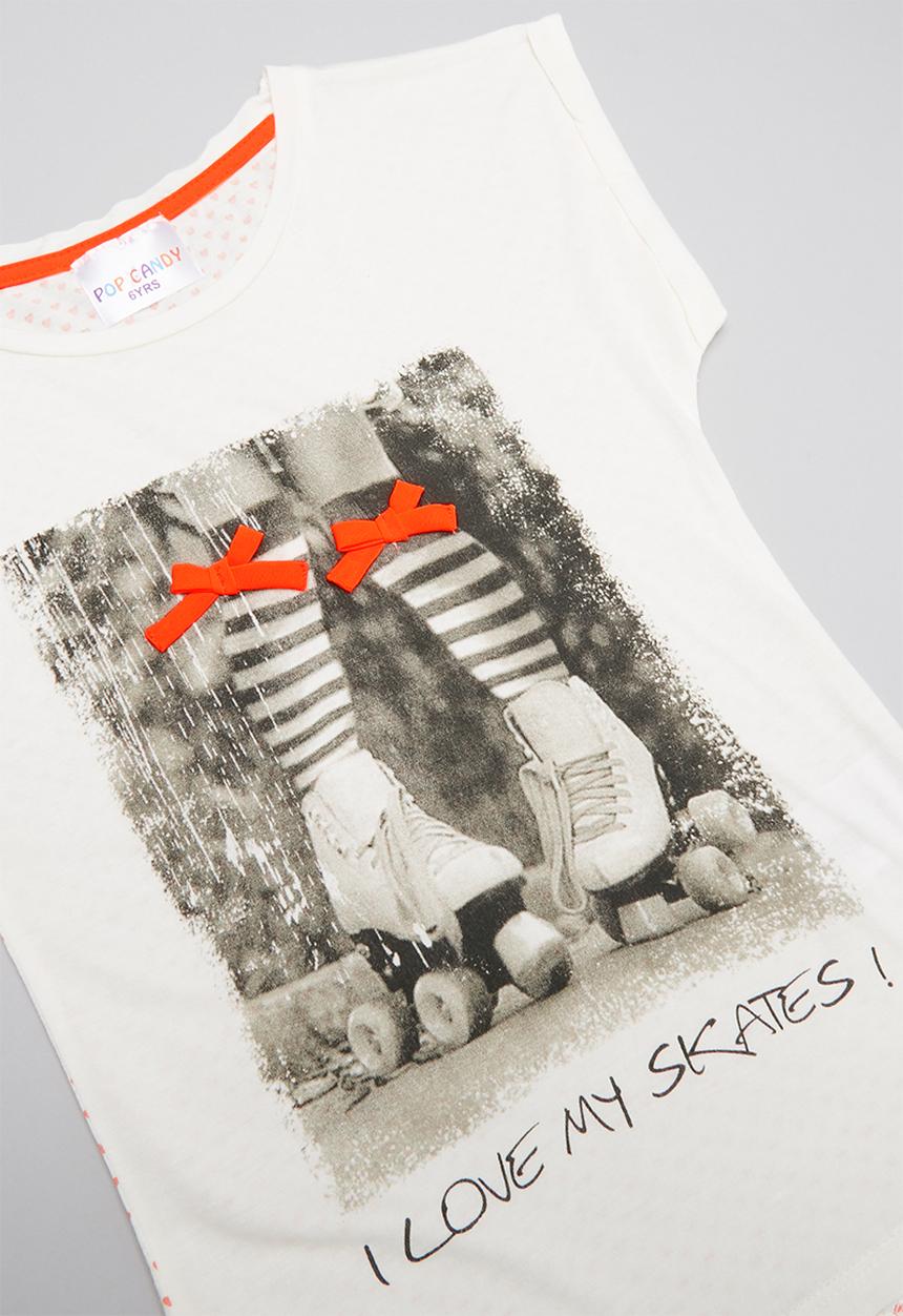Pop Candy - Love my skates short sleeve tee - cream 
